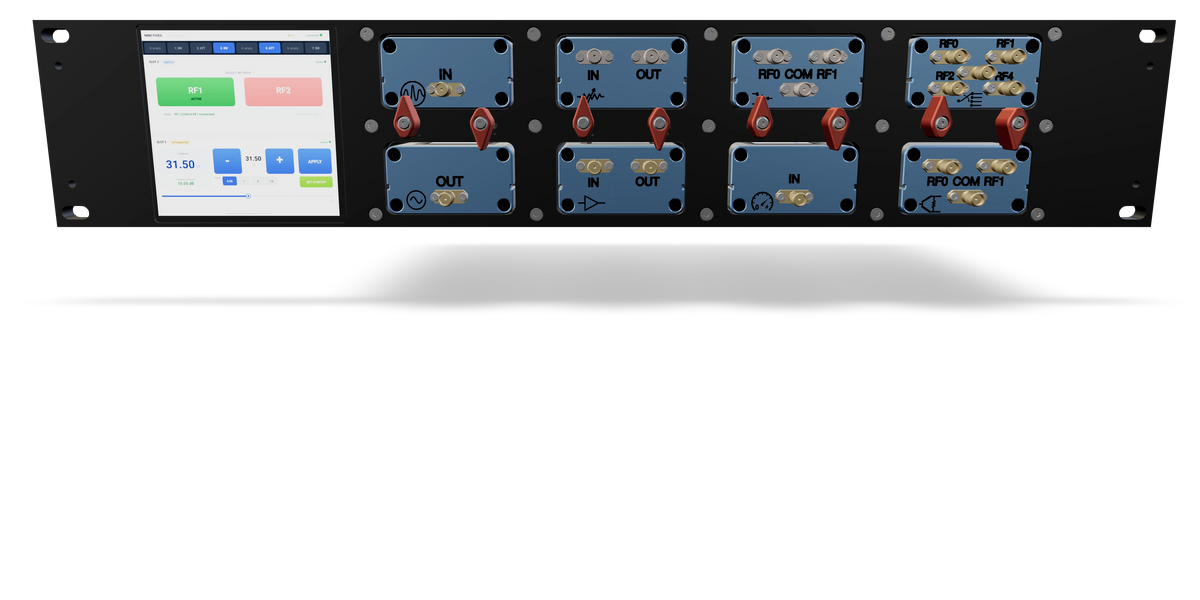 PD8X 2U rack chassis with eight PoE RF test modules